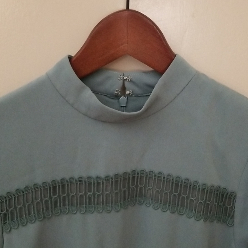 Prose & Poetry Marcel Feminine Cutout Long Sleeve Ruffle Mini Sage Dress Size M. - Picture 7 of 10